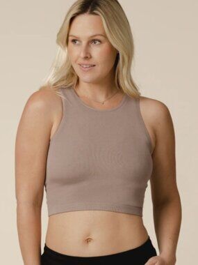 Kindred Bravely Sublime® Bamboo Hands-Free Pumping Longline Bra in S/Busty/Taupe